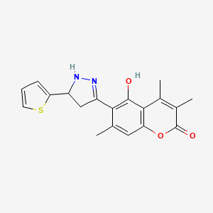 5-hydroxy-3,4,7-trimethyl-6-[5-(thiophen-2-yl)-4,5-dihydro-1H-pyrazol-3-yl]-2H-chromen-2-one