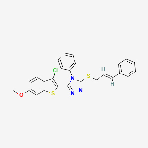 molecular formula C26H20ClN3OS2 B12200856 3-(3-chloro-6-methoxy-1-benzothiophen-2-yl)-4-phenyl-5-{[(2E)-3-phenylprop-2-en-1-yl]sulfanyl}-4H-1,2,4-triazole 