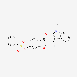 (2E)-2-[(1-ethyl-1H-indol-3-yl)methylidene]-7-methyl-3-oxo-2,3-dihydro-1-benzofuran-6-yl benzenesulfonate