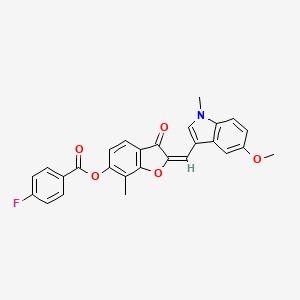 (2E)-2-[(5-methoxy-1-methyl-1H-indol-3-yl)methylidene]-7-methyl-3-oxo-2,3-dihydro-1-benzofuran-6-yl 4-fluorobenzoate