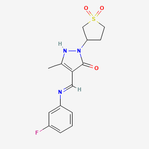 (4E)-2-(1,1-dioxidotetrahydrothiophen-3-yl)-4-{[(3-fluorophenyl)amino]methylidene}-5-methyl-2,4-dihydro-3H-pyrazol-3-one