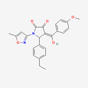 molecular formula C24H22N2O5 B12200939 (4E)-5-(4-ethylphenyl)-4-[hydroxy(4-methoxyphenyl)methylidene]-1-(5-methyl-1,2-oxazol-3-yl)pyrrolidine-2,3-dione 