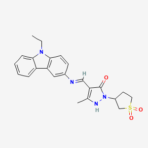 (4E)-2-(1,1-dioxidotetrahydrothiophen-3-yl)-4-{[(9-ethyl-9H-carbazol-3-yl)amino]methylidene}-5-methyl-2,4-dihydro-3H-pyrazol-3-one