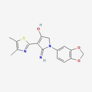 molecular formula C16H15N3O3S B12200972 5-amino-1-(1,3-benzodioxol-5-yl)-4-(4,5-dimethyl-1,3-thiazol-2-yl)-1,2-dihydro-3H-pyrrol-3-one 