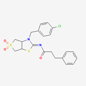 N-[(2Z)-3-(4-chlorobenzyl)-5,5-dioxidotetrahydrothieno[3,4-d][1,3]thiazol-2(3H)-ylidene]-3-phenylpropanamide