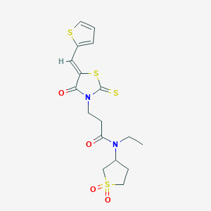 N-(1,1-dioxidotetrahydrothiophen-3-yl)-N-ethyl-3-[(5Z)-4-oxo-5-(thiophen-2-ylmethylidene)-2-thioxo-1,3-thiazolidin-3-yl]propanamide