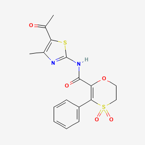 N-[(2Z)-5-acetyl-4-methyl-1,3-thiazol-2(3H)-ylidene]-3-phenyl-5,6-dihydro-1,4-oxathiine-2-carboxamide 4,4-dioxide