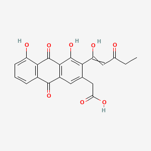 molecular formula C21H16O8 B1220108 2-[4,5-Dihydroxy-3-(1-hydroxy-3-oxopent-1-enyl)-9,10-dioxoanthracen-2-yl]acetic acid 