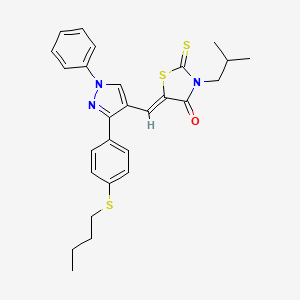 (5Z)-5-({3-[4-(butylsulfanyl)phenyl]-1-phenyl-1H-pyrazol-4-yl}methylidene)-3-(2-methylpropyl)-2-thioxo-1,3-thiazolidin-4-one