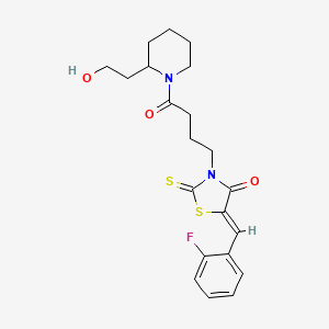 (5Z)-5-(2-fluorobenzylidene)-3-{4-[2-(2-hydroxyethyl)piperidin-1-yl]-4-oxobutyl}-2-thioxo-1,3-thiazolidin-4-one