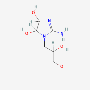 molecular formula C7H15N3O4 B1220114 1H-Imidazole-4,5-diol, 2-amino-4,5-dihydro-1-(2-hydroxy-3-methoxypropyl)- CAS No. 104939-15-3
