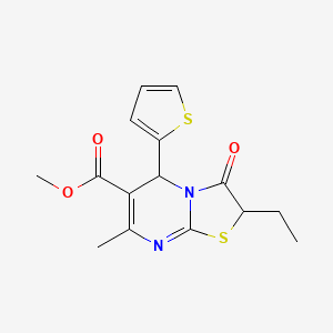 methyl 2-ethyl-7-methyl-3-oxo-5-thiophen-2-yl-5H-[1,3]thiazolo[3,2-a]pyrimidine-6-carboxylate