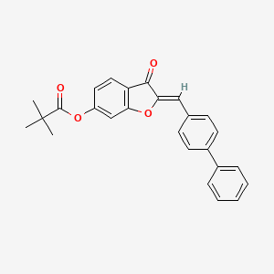 (2Z)-2-(biphenyl-4-ylmethylidene)-3-oxo-2,3-dihydro-1-benzofuran-6-yl 2,2-dimethylpropanoate