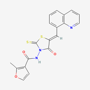 2-methyl-N-[(5Z)-4-oxo-5-(quinolin-8-ylmethylidene)-2-thioxo-1,3-thiazolidin-3-yl]furan-3-carboxamide