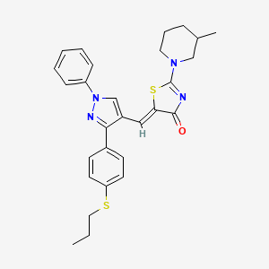 (5Z)-2-(3-methylpiperidin-1-yl)-5-({1-phenyl-3-[4-(propylsulfanyl)phenyl]-1H-pyrazol-4-yl}methylidene)-1,3-thiazol-4(5H)-one