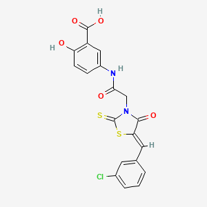 5-({[(5Z)-5-(3-chlorobenzylidene)-4-oxo-2-thioxo-1,3-thiazolidin-3-yl]acetyl}amino)-2-hydroxybenzoic acid