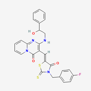 3-{(Z)-[3-(4-fluorobenzyl)-4-oxo-2-thioxo-1,3-thiazolidin-5-ylidene]methyl}-2-[(2-hydroxy-2-phenylethyl)amino]-4H-pyrido[1,2-a]pyrimidin-4-one