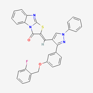 (2Z)-2-[(3-{3-[(2-fluorobenzyl)oxy]phenyl}-1-phenyl-1H-pyrazol-4-yl)methylidene][1,3]thiazolo[3,2-a]benzimidazol-3(2H)-one