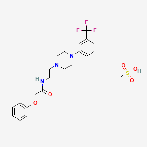 molecular formula C22H28F3N3O5S B1220130 Acetamide, 2-phenoxy-N-(2-(4-(3-(trifluoromethyl)phenyl)-1-piperazinyl)ethyl)-, monomethanesulfonate CAS No. 82278-28-2