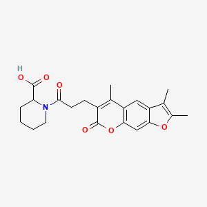 1-[3-(2,3,5-trimethyl-7-oxo-7H-furo[3,2-g]chromen-6-yl)propanoyl]-2-piperidinecarboxylic acid