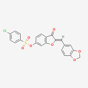 (2Z)-2-(1,3-benzodioxol-5-ylmethylidene)-3-oxo-2,3-dihydro-1-benzofuran-6-yl 4-chlorobenzenesulfonate