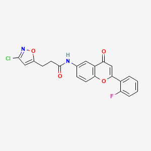 3-(3-chloro-1,2-oxazol-5-yl)-N-[2-(2-fluorophenyl)-4-oxo-4H-chromen-6-yl]propanamide