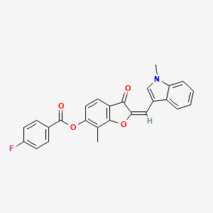 (2E)-7-methyl-2-[(1-methyl-1H-indol-3-yl)methylidene]-3-oxo-2,3-dihydro-1-benzofuran-6-yl 4-fluorobenzoate