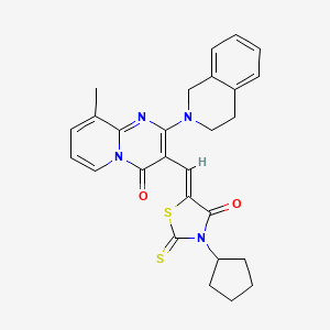 3-[(Z)-(3-cyclopentyl-4-oxo-2-thioxo-1,3-thiazolidin-5-ylidene)methyl]-2-(3,4-dihydroisoquinolin-2(1H)-yl)-9-methyl-4H-pyrido[1,2-a]pyrimidin-4-one