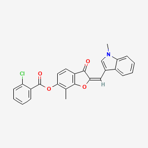 (2E)-7-methyl-2-[(1-methyl-1H-indol-3-yl)methylidene]-3-oxo-2,3-dihydro-1-benzofuran-6-yl 2-chlorobenzoate