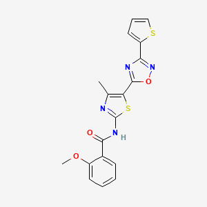 2-methoxy-N-[(2Z)-4-methyl-5-[3-(thiophen-2-yl)-1,2,4-oxadiazol-5-yl]-1,3-thiazol-2(3H)-ylidene]benzamide