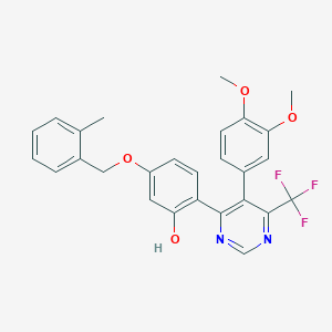 2-[5-(3,4-Dimethoxyphenyl)-6-(trifluoromethyl)pyrimidin-4-yl]-5-[(2-methylbenzyl)oxy]phenol