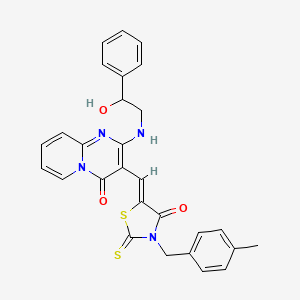 2-[(2-hydroxy-2-phenylethyl)amino]-3-{(Z)-[3-(4-methylbenzyl)-4-oxo-2-thioxo-1,3-thiazolidin-5-ylidene]methyl}-4H-pyrido[1,2-a]pyrimidin-4-one