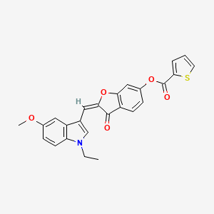 (2E)-2-[(1-ethyl-5-methoxy-1H-indol-3-yl)methylidene]-3-oxo-2,3-dihydro-1-benzofuran-6-yl thiophene-2-carboxylate