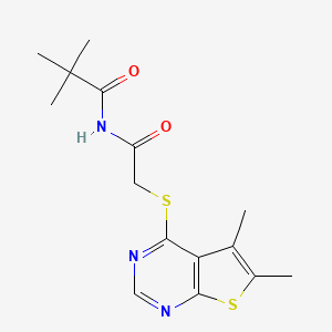 N-(2,2-dimethylpropanoyl)-2-({5,6-dimethylthieno[2,3-d]pyrimidin-4-yl}sulfanyl)acetamide