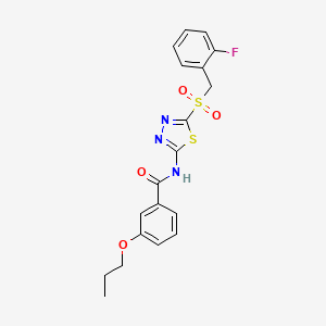 N-(5-((2-fluorobenzyl)sulfonyl)-1,3,4-thiadiazol-2-yl)-3-propoxybenzamide