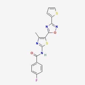 4-fluoro-N-[(2Z)-4-methyl-5-[3-(thiophen-2-yl)-1,2,4-oxadiazol-5-yl]-1,3-thiazol-2(3H)-ylidene]benzamide