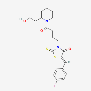 (5Z)-5-(4-fluorobenzylidene)-3-{4-[2-(2-hydroxyethyl)piperidin-1-yl]-4-oxobutyl}-2-thioxo-1,3-thiazolidin-4-one