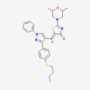 (5Z)-5-({3-[4-(butylsulfanyl)phenyl]-1-phenyl-1H-pyrazol-4-yl}methylidene)-2-(2,6-dimethylmorpholin-4-yl)-1,3-thiazol-4(5H)-one