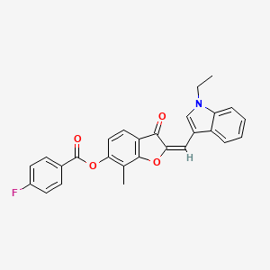 (2E)-2-[(1-ethyl-1H-indol-3-yl)methylidene]-7-methyl-3-oxo-2,3-dihydro-1-benzofuran-6-yl 4-fluorobenzoate