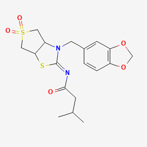 N-[(2Z)-3-(1,3-benzodioxol-5-ylmethyl)-5,5-dioxidotetrahydrothieno[3,4-d][1,3]thiazol-2(3H)-ylidene]-3-methylbutanamide