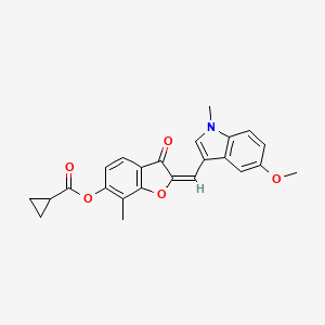 (2E)-2-[(5-methoxy-1-methyl-1H-indol-3-yl)methylidene]-7-methyl-3-oxo-2,3-dihydro-1-benzofuran-6-yl cyclopropanecarboxylate