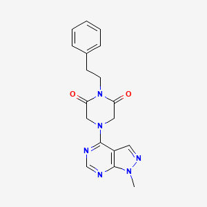 4-(1-methyl-1H-pyrazolo[3,4-d]pyrimidin-4-yl)-1-(2-phenylethyl)piperazine-2,6-dione