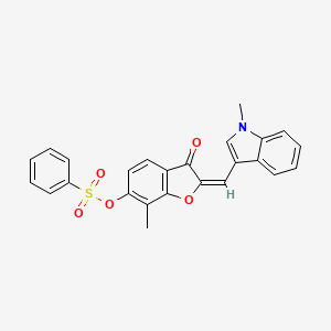 (2E)-7-methyl-2-[(1-methyl-1H-indol-3-yl)methylidene]-3-oxo-2,3-dihydro-1-benzofuran-6-yl benzenesulfonate