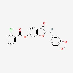 (2Z)-2-(1,3-benzodioxol-5-ylmethylidene)-3-oxo-2,3-dihydro-1-benzofuran-6-yl 2-chlorobenzoate