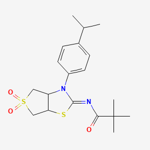 N-[(2Z)-5,5-dioxido-3-[4-(propan-2-yl)phenyl]tetrahydrothieno[3,4-d][1,3]thiazol-2(3H)-ylidene]-2,2-dimethylpropanamide