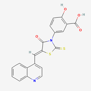 2-hydroxy-5-[(5Z)-4-oxo-5-(quinolin-4-ylmethylidene)-2-thioxo-1,3-thiazolidin-3-yl]benzoic acid