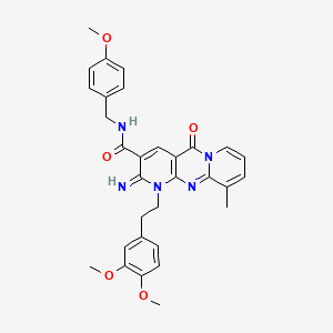 7-[2-(3,4-dimethoxyphenyl)ethyl]-6-imino-N-[(4-methoxyphenyl)methyl]-11-methyl-2-oxo-1,7,9-triazatricyclo[8.4.0.03,8]tetradeca-3(8),4,9,11,13-pentaene-5-carboxamide