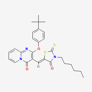 2-(4-tert-butylphenoxy)-3-[(Z)-(3-hexyl-4-oxo-2-thioxo-1,3-thiazolidin-5-ylidene)methyl]-4H-pyrido[1,2-a]pyrimidin-4-one