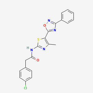 2-(4-chlorophenyl)-N-[(2Z)-4-methyl-5-(3-phenyl-1,2,4-oxadiazol-5-yl)-1,3-thiazol-2(3H)-ylidene]acetamide