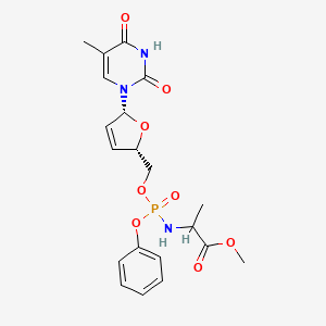 molecular formula C20H24N3O8P B1220209 methyl 2-[[[(2S,5R)-5-(5-methyl-2,4-dioxopyrimidin-1-yl)-2,5-dihydrofuran-2-yl]methoxy-phenoxyphosphoryl]amino]propanoate 